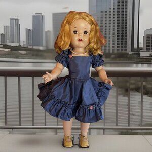 Vintage 1950s Artisan RAVING BEAUTY Blonde Doll Brown Sleep Eyes Teeth 19"